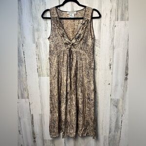 Gerard Darel Women's Snake Skin Pattern Ruffle Midi Dress size 36 Silk
